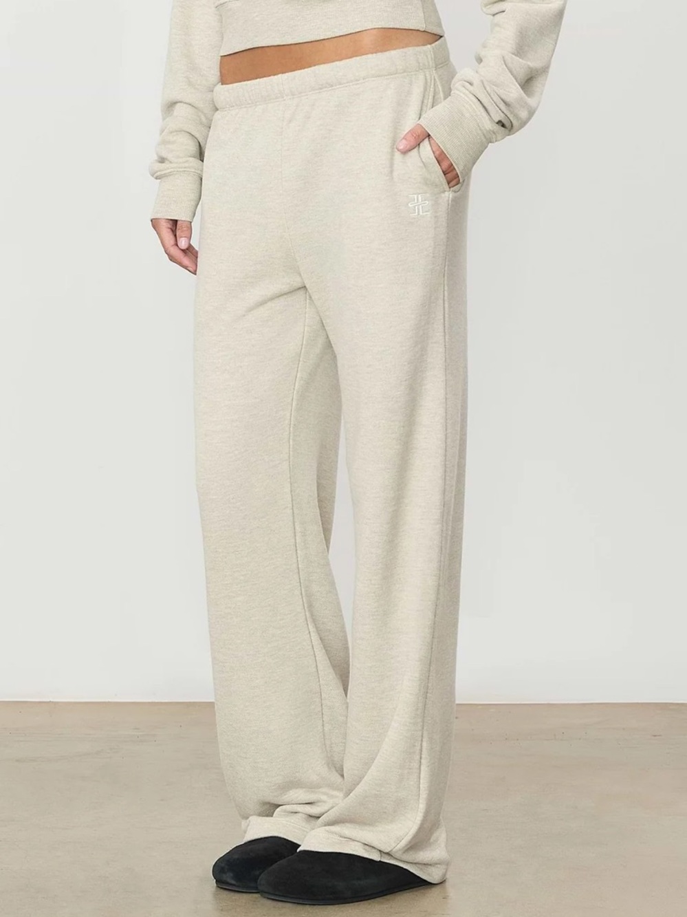 ETERNE Best-Selling Luxe Oversized Heather Oatmeal Sweatpants L NIP $280!!